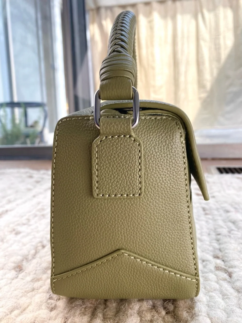 Walter Baker Leather Crossbody Braided Handle Jagger Bag in Sage Green NWT